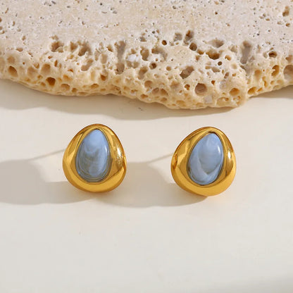 Earrings gilded steel with blue-ea142