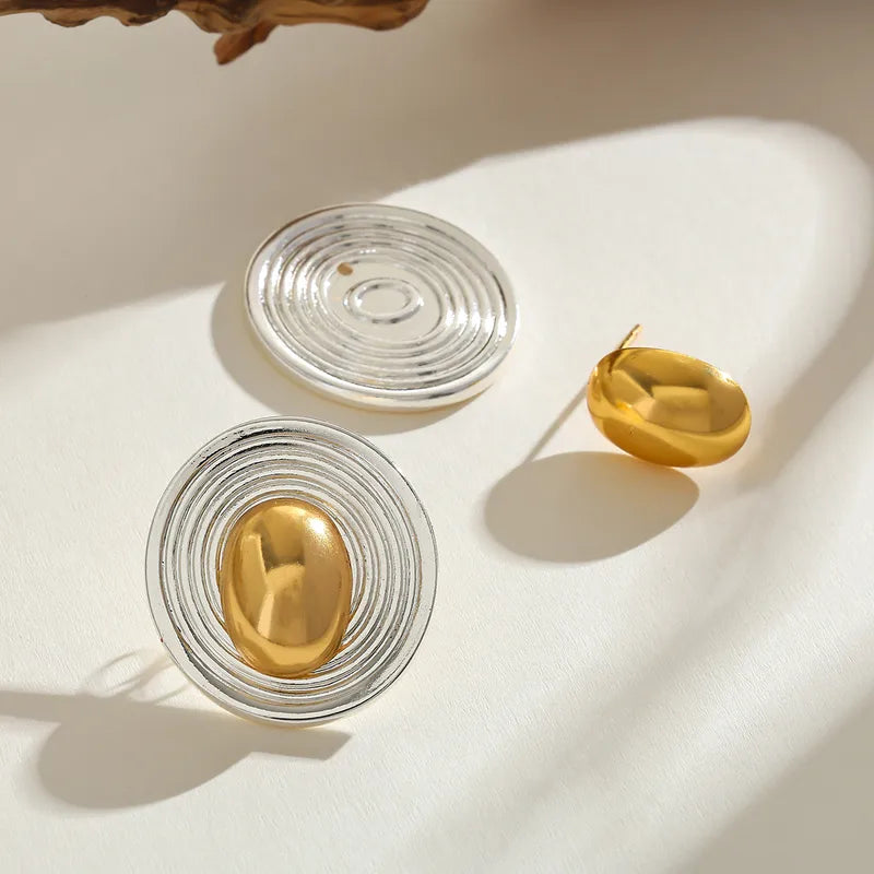 Earrings gilded steel oval in silver oval-ea048