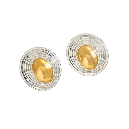 Earrings gilded steel oval in silver oval-ea048