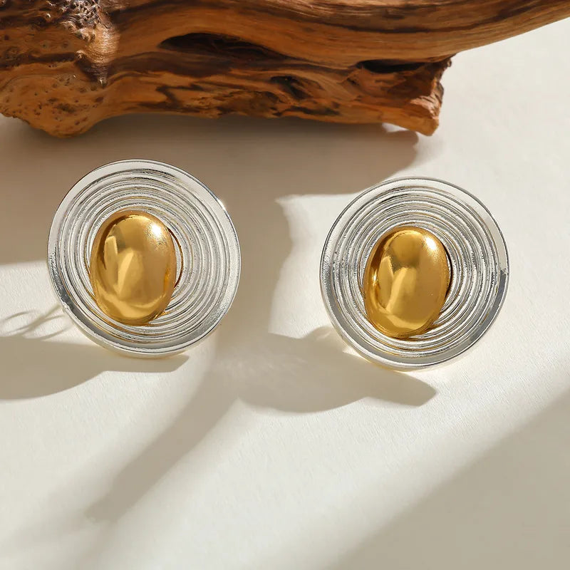 Earrings gilded steel oval in silver oval-ea048