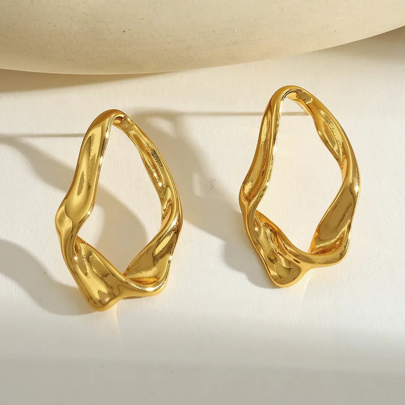 * Cercei din oțel placat cu aur cu pliuri-EA331