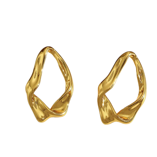 Earrings gilded steel with folds-ea331