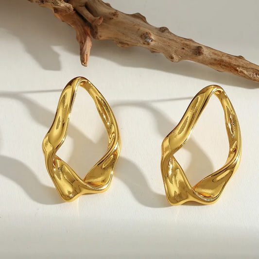 Earrings gilded steel with folds-ea331