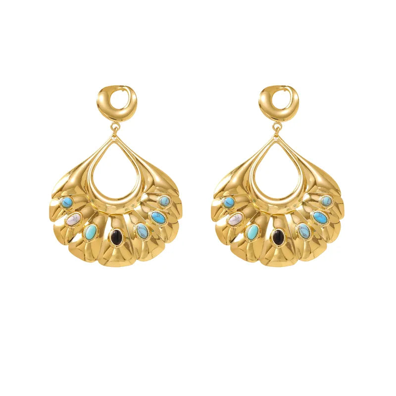 Boucles d'oreilles coquillage acier blanc avec perle - EA756