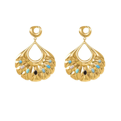 Boucles d'oreilles coquillage acier blanc avec perle - EA756