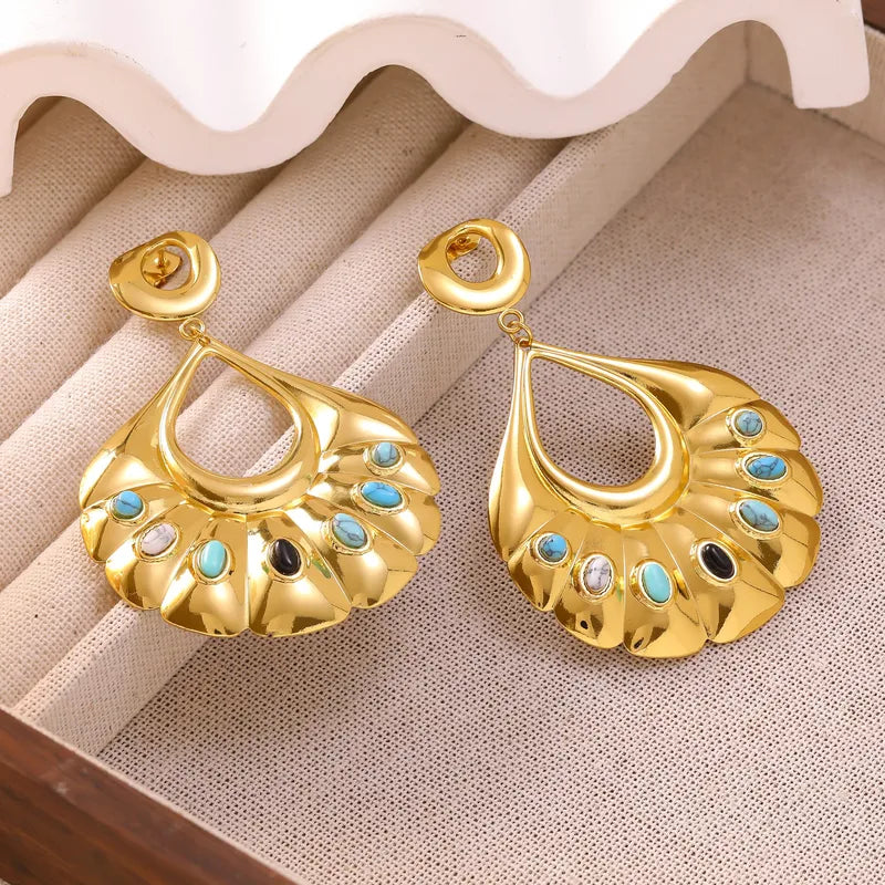 Boucles d'oreilles coquillage acier blanc avec perle - EA756