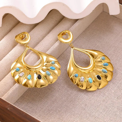 Boucles d'oreilles coquillage acier blanc avec perle - EA756