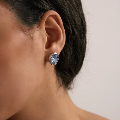 Pendientes estrella de mar de acero con piedras azules- EA681