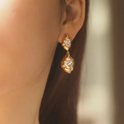 Pendientes estrella de mar de acero con piedras azules- EA681