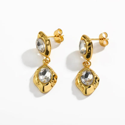 Pendientes estrella de mar de acero con piedras azules- EA681