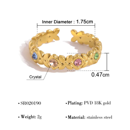 Δαχτυλίδι επιχρυσωμένο ατσάλι με πολύχρωμες πέτρες-R011