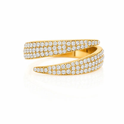Steel ring with green crystals- R130
