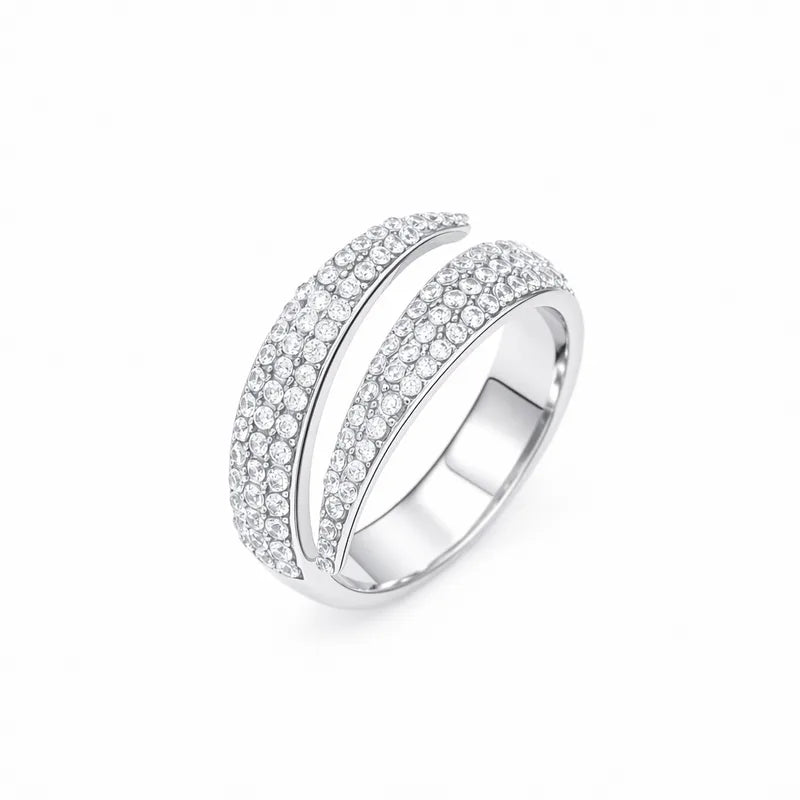 Steel ring with green crystals- R130