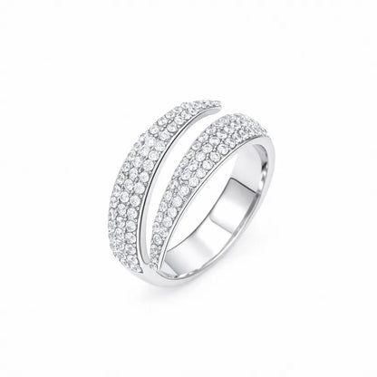 Steel ring with green crystals- R130