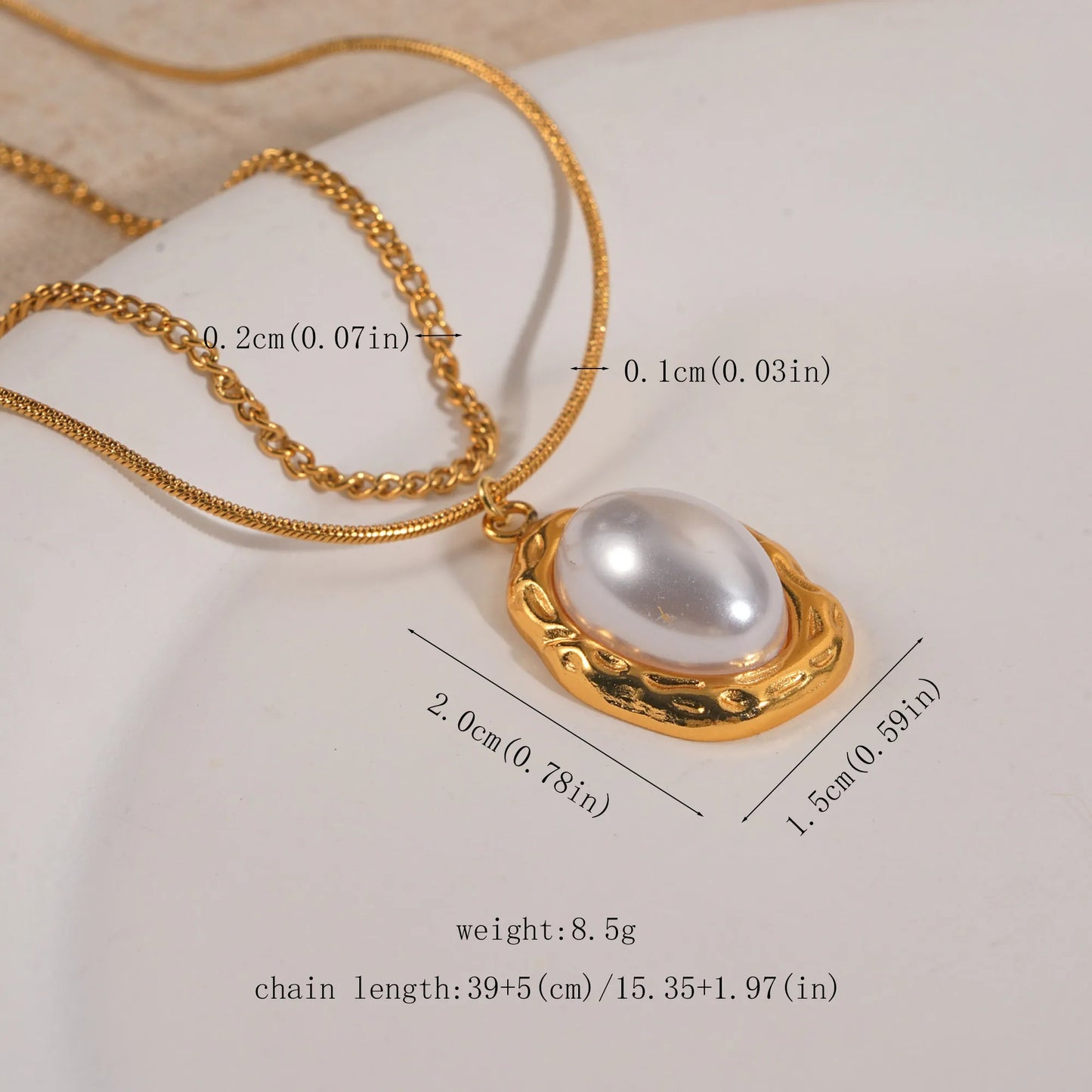 Κολιέ επιχρυσωμένο ατσάλι διπλό με πέρλα-NE441