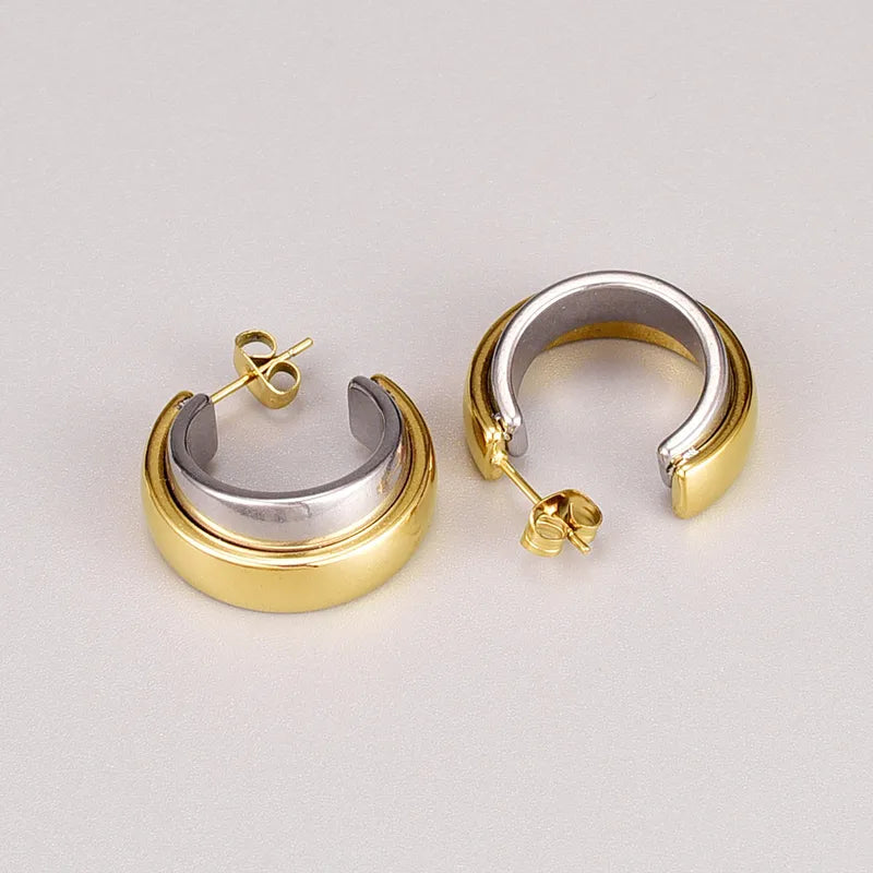 Steel earrings gold silver hoops - EA419