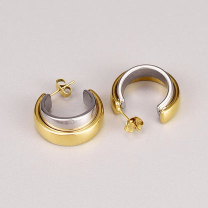 Steel earrings gold silver hoops - EA419