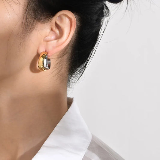 Creolen aus Stahl, Gold und Silber – EA419