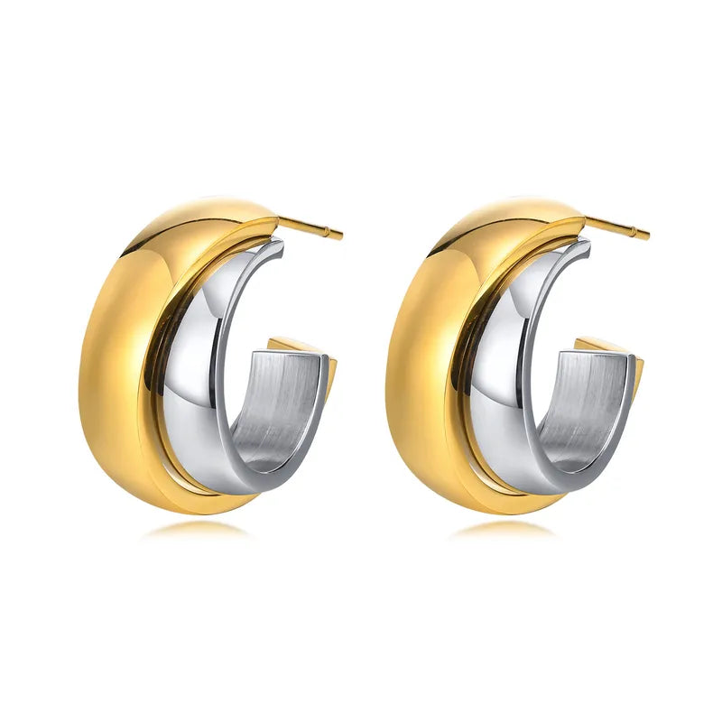 Steel earrings gold silver hoops - EA419