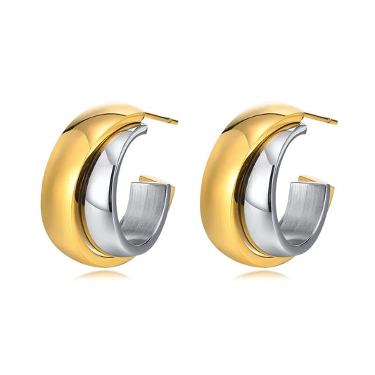 Creolen aus Stahl, Gold und Silber – EA419