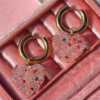 Σκουλαρίκια ατσάλι με καρδιές πολύχρωμες-EA251