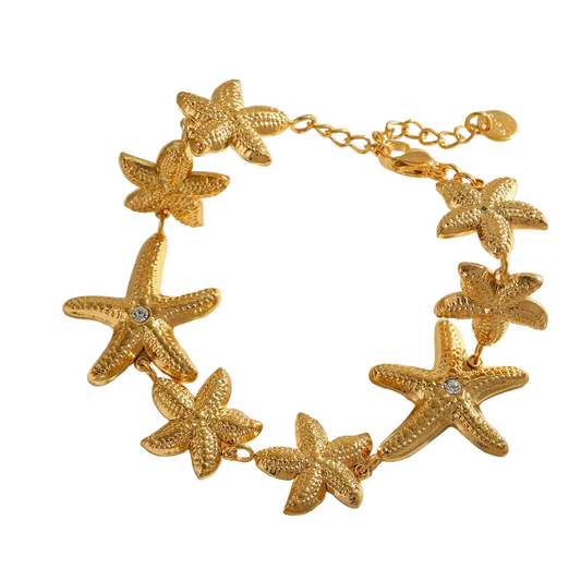 Βραχιόλι ατσάλι με αστερίες και στρας- BR429