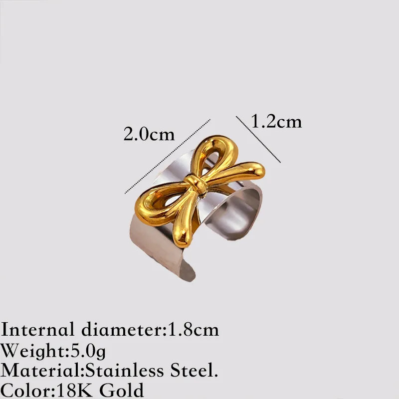 Δαχτυλίδι επιχρυσωμένο ατσάλι με χρυσό φιόγκο-R280