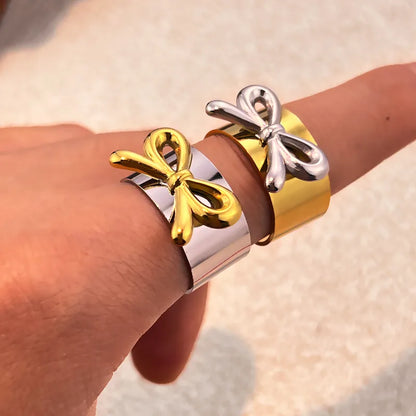 Δαχτυλίδι επιχρυσωμένο ατσάλι με χρυσό φιόγκο-R280