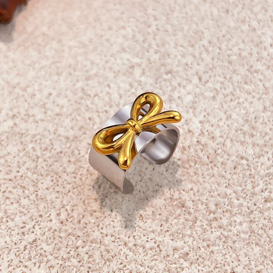 Δαχτυλίδι επιχρυσωμένο ατσάλι με χρυσό φιόγκο-R280