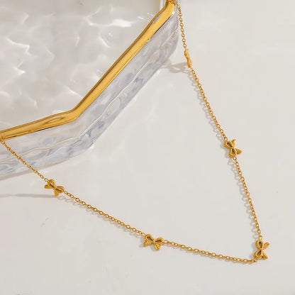 Necklace gilded steel with butterflies-Ne433