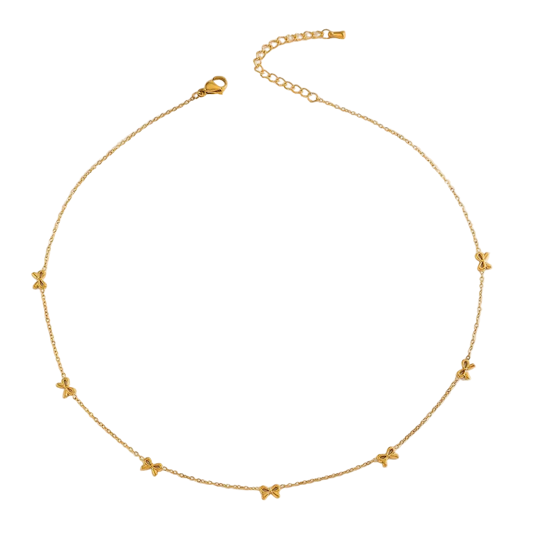 Necklace gilded steel with butterflies-Ne433