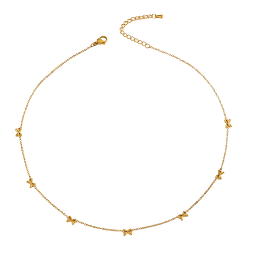 Necklace gilded steel with butterflies-Ne433