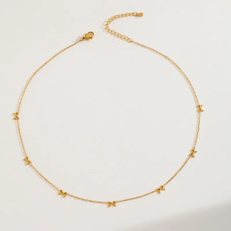 Necklace gilded steel with butterflies-Ne433