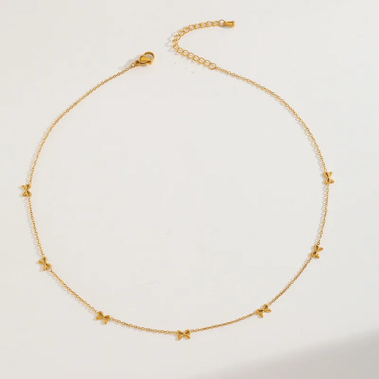 Necklace gilded steel with butterflies-Ne433