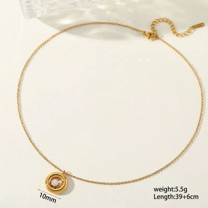 Necklace gold-plated round steel with zircon-ne384