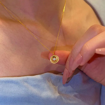 Necklace gold-plated round steel with zircon-ne384