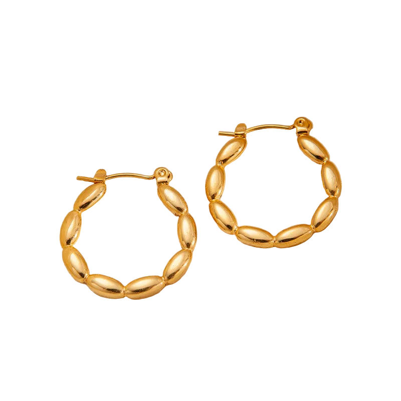 *Σκουλαρίκια ατσάλι χρυσά φουσκωτά-EA469