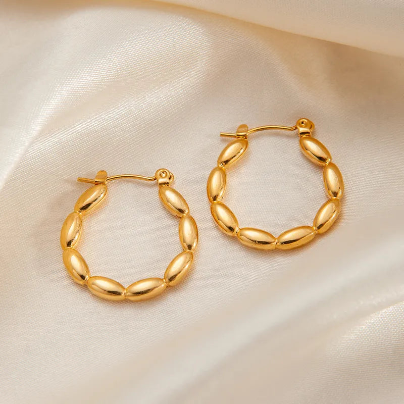 *Σκουλαρίκια ατσάλι χρυσά φουσκωτά-EA469