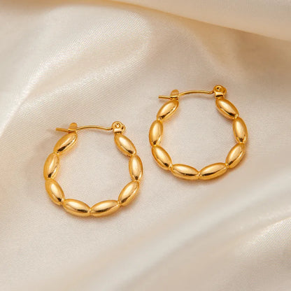 *Σκουλαρίκια ατσάλι χρυσά φουσκωτά-EA469