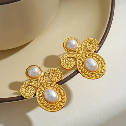 Σκουλαρίκια επιχρυσωμένο ατσάλι αρχαίο στυλ-EA459