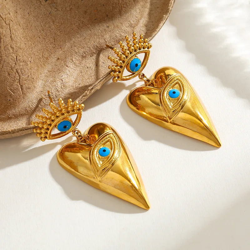 *Σκουλαρίκια επιχρυσωμένο ατσάλι μεγάλα με μάτια-EA648