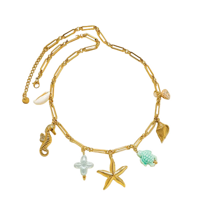 Κολιέ ατσάλινο με θαλασσινά στοιχεία - NE515