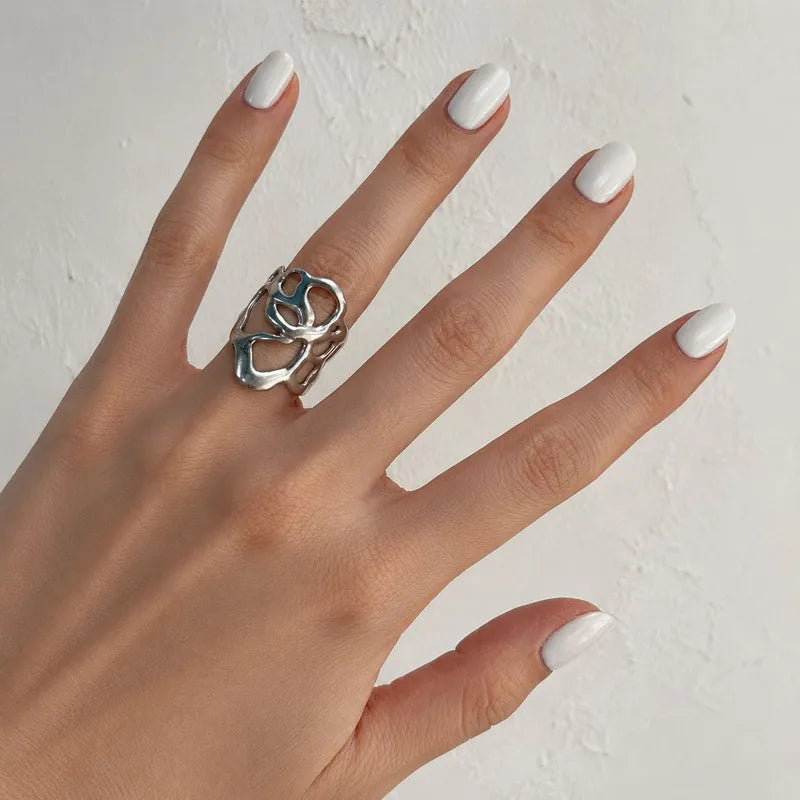Steel ring with green crystals- R130