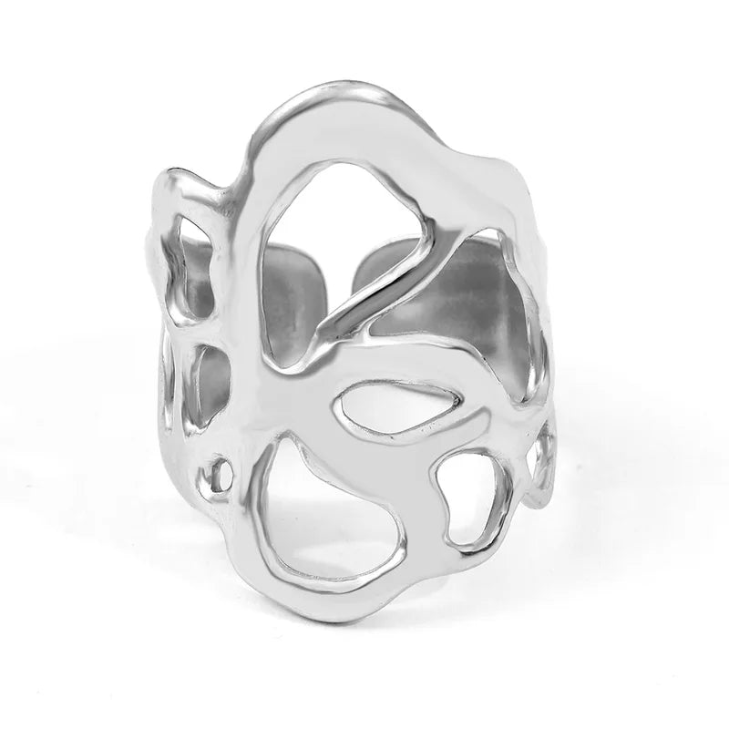 Steel ring with green crystals- R130