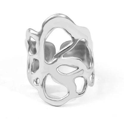 Steel ring with green crystals- R130