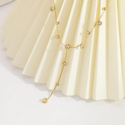 Κολιέ επιχρυσωμένο ατσάλι με στρας-NE423