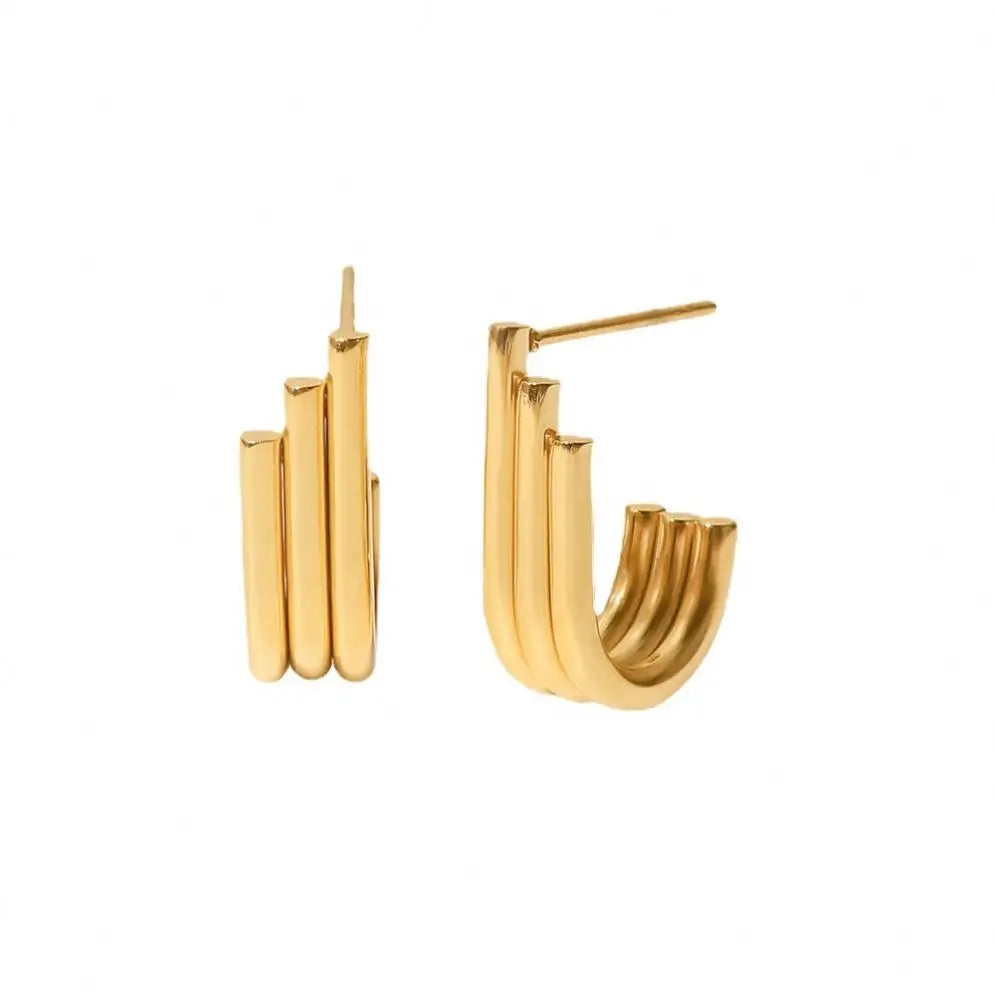 Earrings gilded steel triple rink-ea169