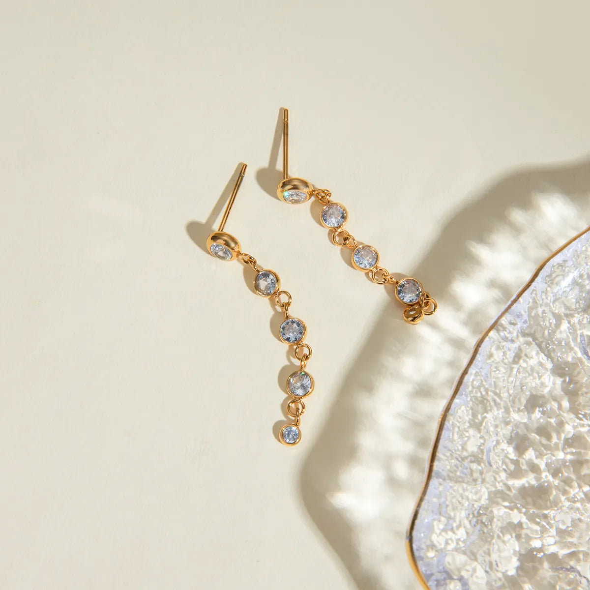 Steel earrings with zircons - w097