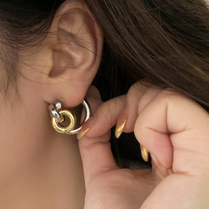 Σκουλαρίκια ατσάλι χρυσό ασημί με μικρό κρίκο-EA660