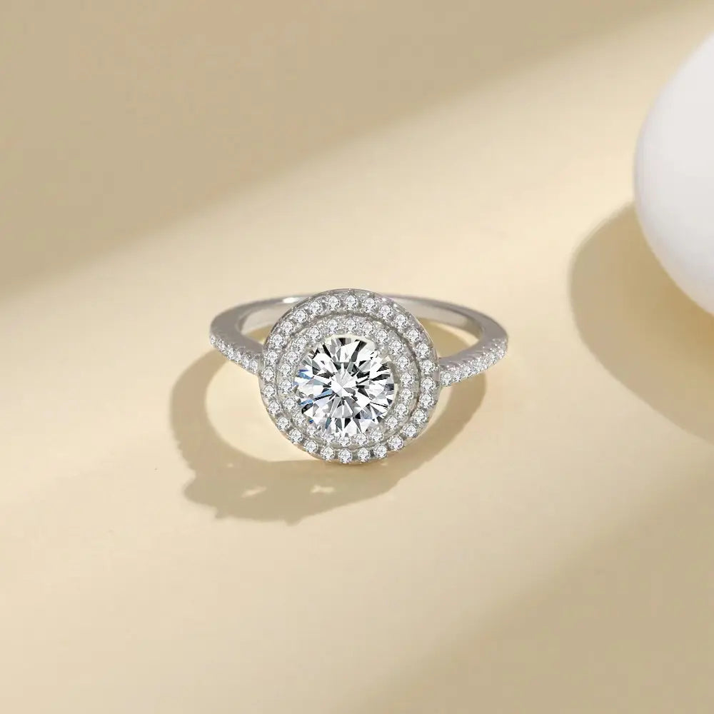 Brass ring with zircon - w274